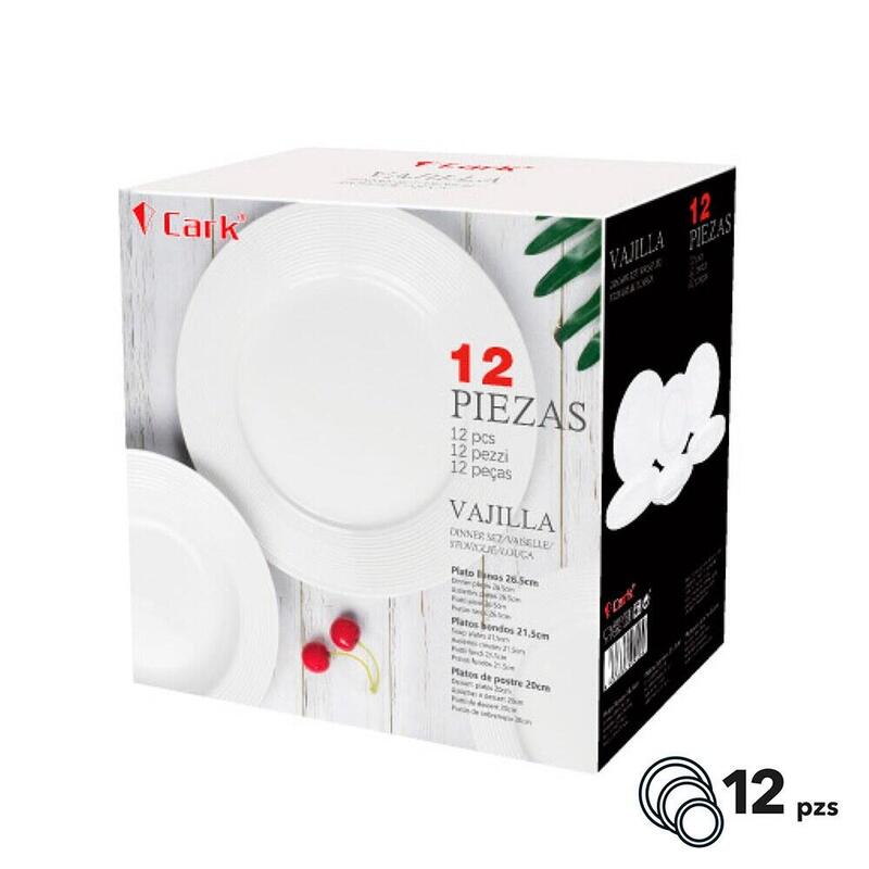 Vajilla Blanca Clásica, 12 Piezas