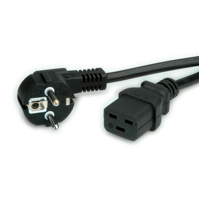 Value Cable De Alimentación Contacto De Protección Cee7 7 - Iec320-C19, 16a, Negro, 0,8 M