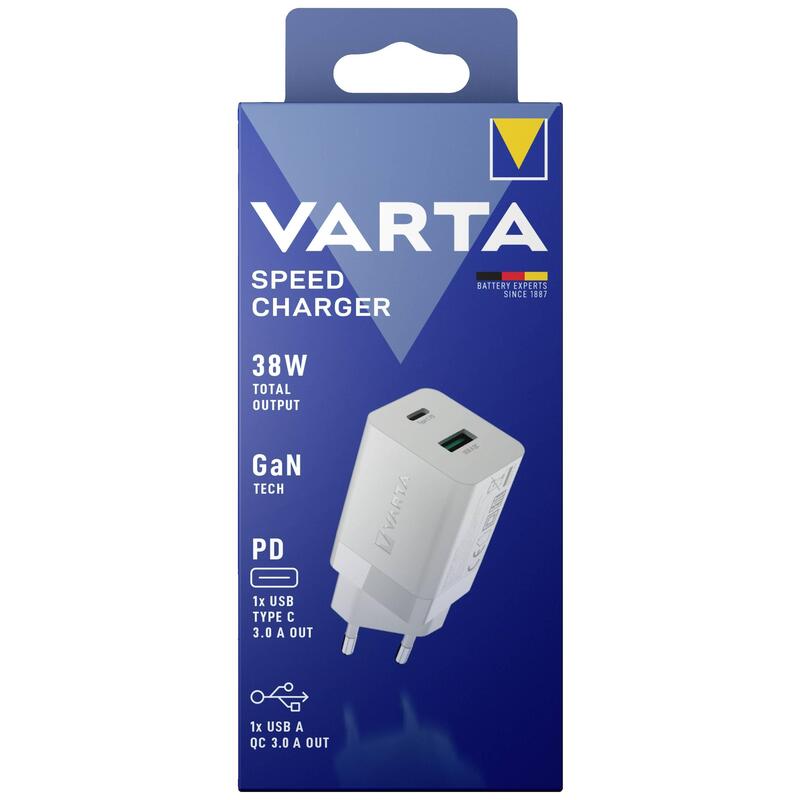 Varta Cargador 38w 1x Usb-C + 1x Usb- A 2-Port Qc 3.0 Blanco