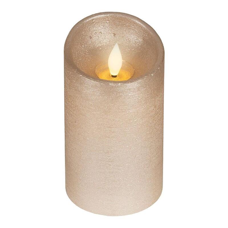 Vela De Cera Led, Con Parte Superior Curva, Color Dorado Ø7,5 X 12,5 Cm