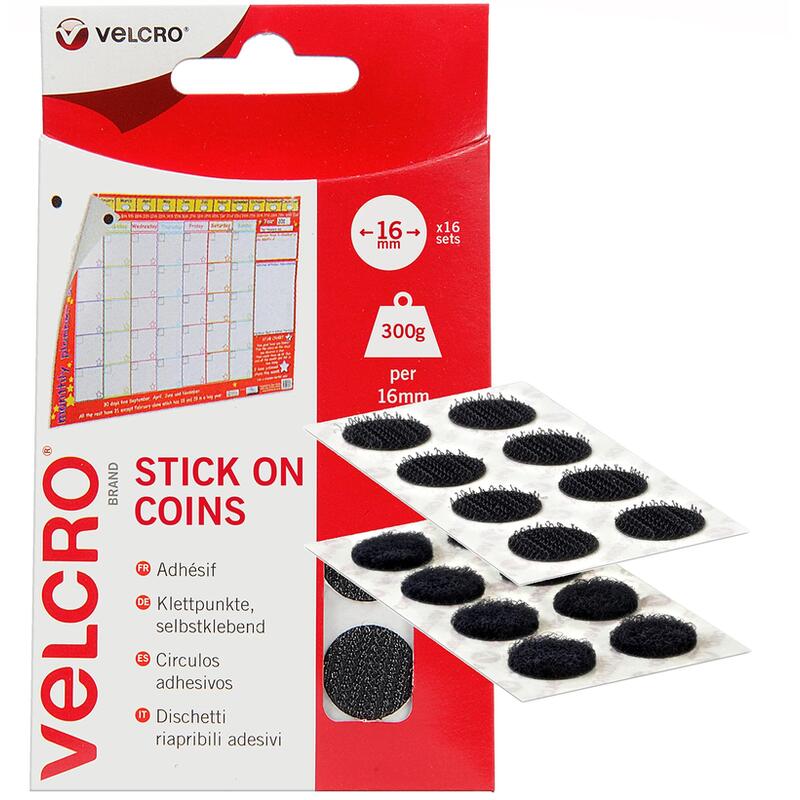 Velcro Klettpunkte Autoadhesivo, Haken & Flausch 16mm X 16 Sets Negro