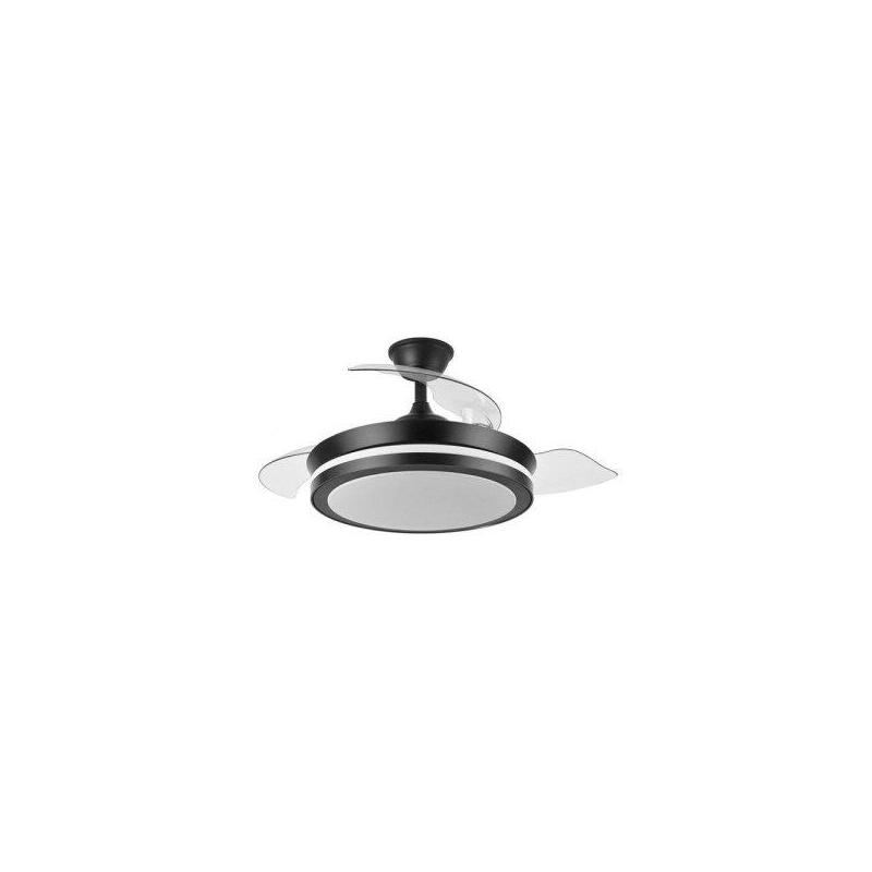 Ventilador Dc Esparta 72w 6120lm Negro 3 Aspas 3 Colores Control Remoto Temporizador Memoria