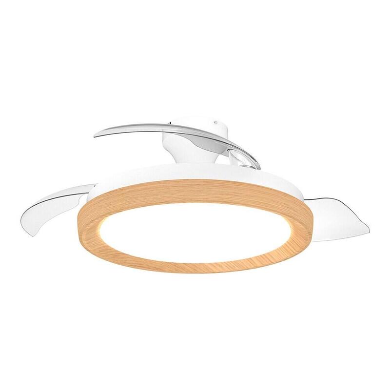 Ventilador De Techo Con Aspas Retráctiles, Led 3 Cct, Dc 28 W + 35 W, Modelo Bliss, Blanco / Dorado, Ø106 Cm