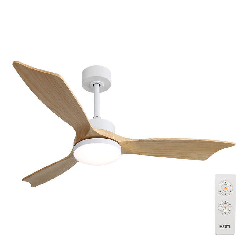 Ventilador De Techo Efecto Madera Luz Led 3000/4000/6000k Báltico Edm