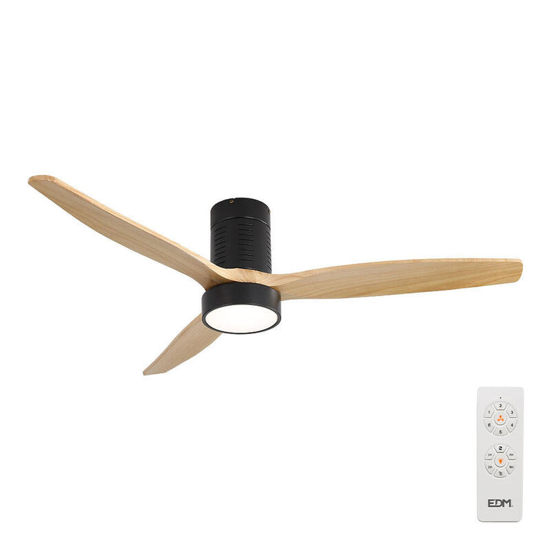 Ventilador De Techo Inteligente Efecto Madera Luz Led 3000/4000/6000k Kara Edm