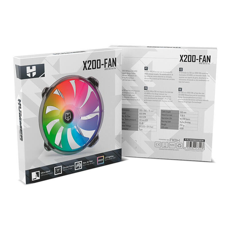 Ventilador Nox Hummer X200 Argb 200 Mm