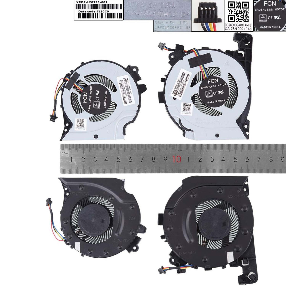 Ventiladores Cpu + Gpu Para Portátil Hp Pavilion 15-Cx 15-Cx0060Tx Tpn-C133 Dc28000Garc