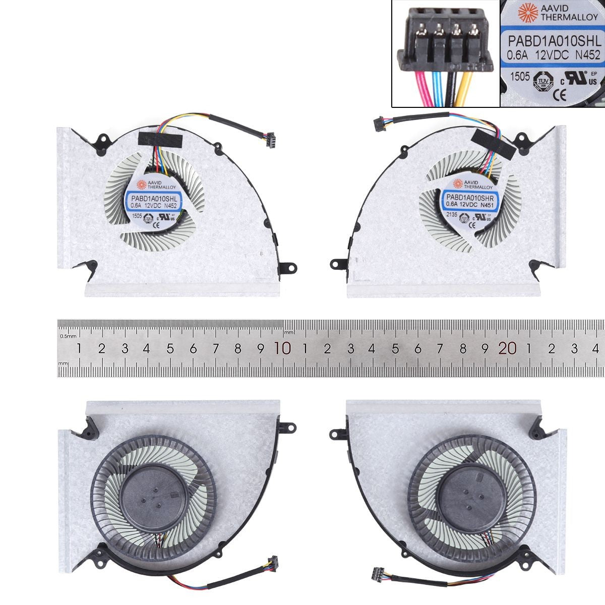 Ventiladores Para Portátil Msi Gp76 Ge76 We76 Ms-17K2 Ms-17K3 Pabd1A010Shl Pabd1A010Shr N451 N452
