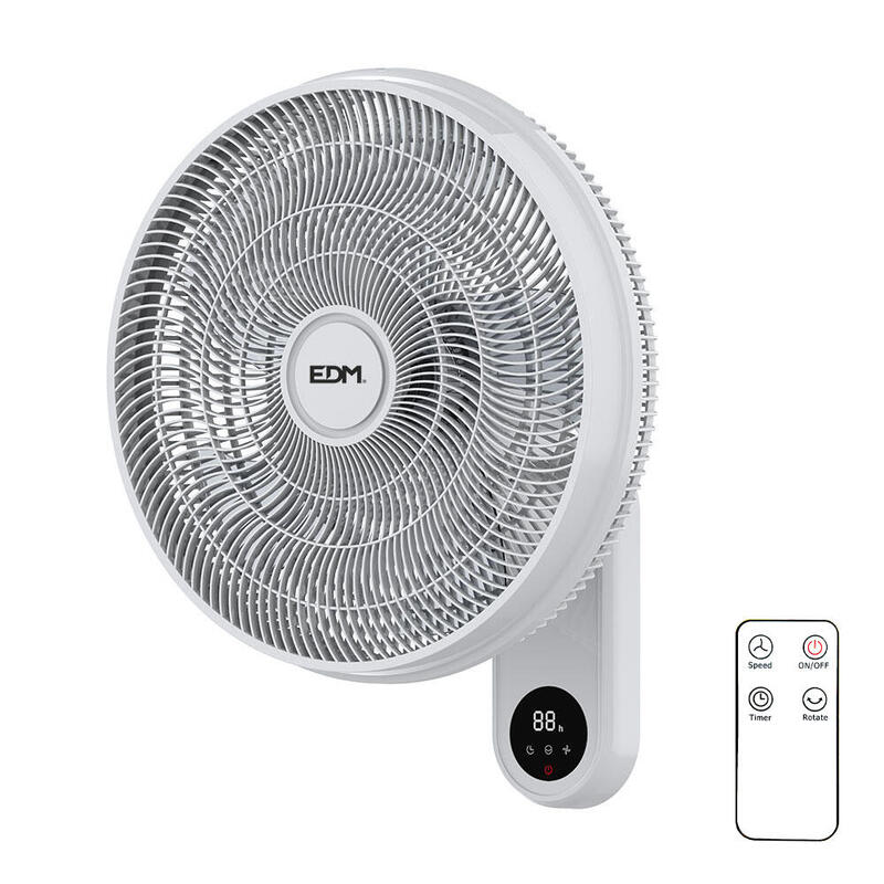 Ventilador Pared 50w 40cm Con Mando Edm