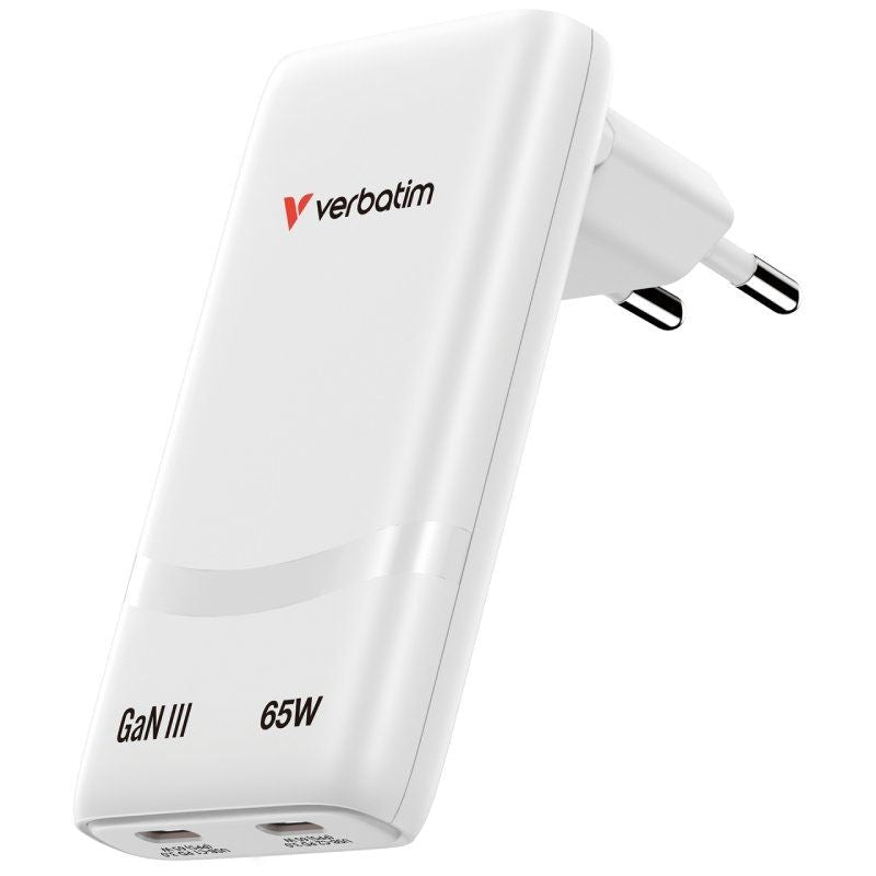 Verbatim Gan Iii Fold ´N´ Go Charger 2 Port 65w Usb-C Blanco