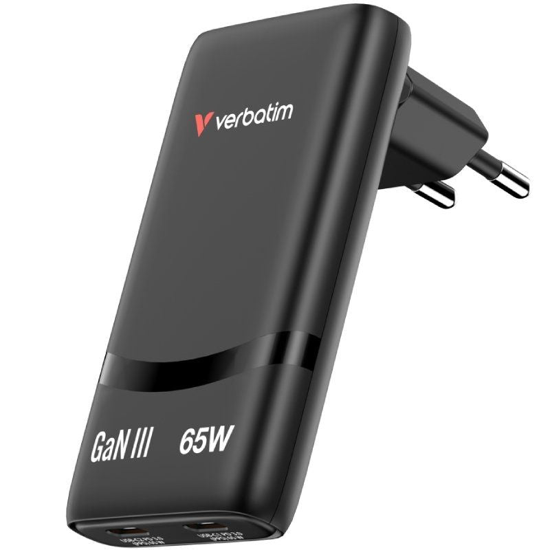 Verbatim Gan Iii Fold ´N´ Go Charger 2 Port 65w Usb-C Negro