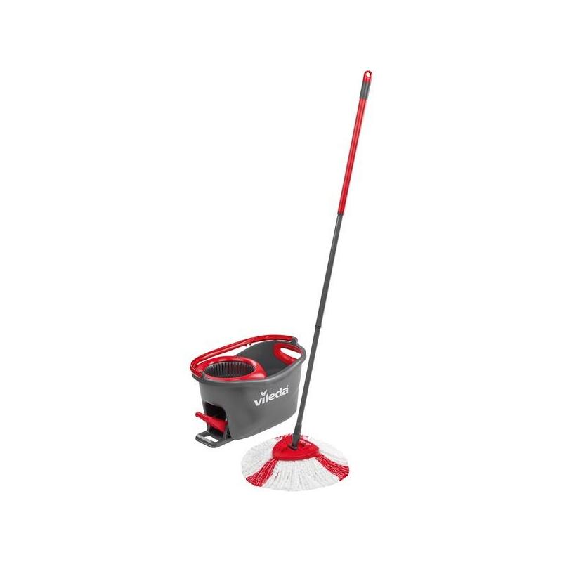 Vileda Turbo Easywring & Clean Juego Completo De Fregona Negra/Roja, Incluye Cabezal De Repuesto Clásico 158571