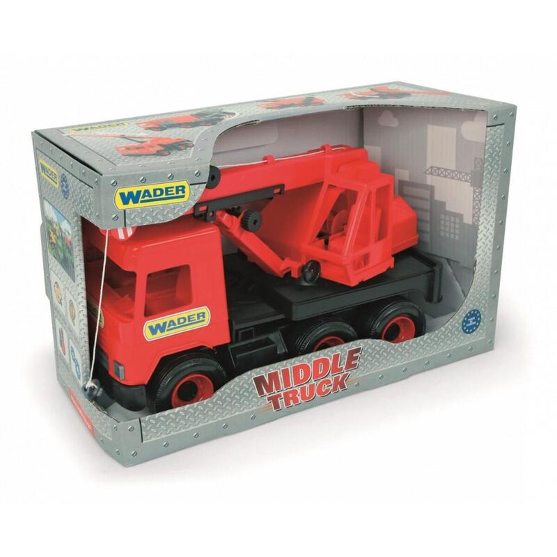 Wader Middle Truck Crane Rojo In Box 38 Cm
