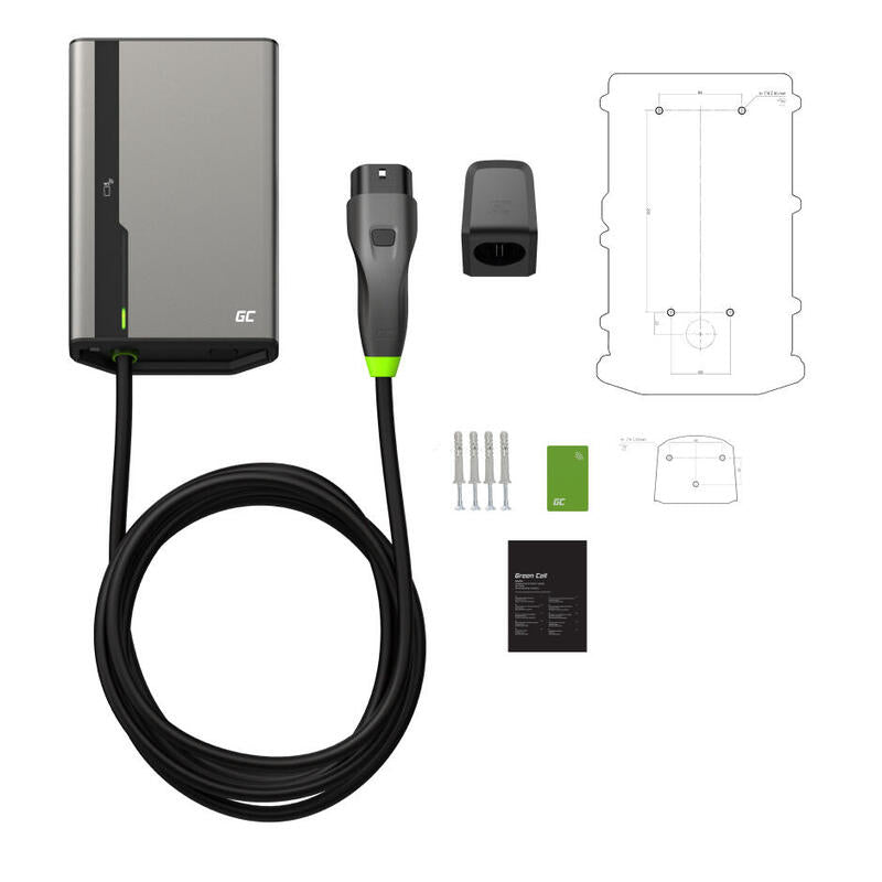 Wallbox Green Cell Habuden 22kw 32a - 5m De Cable Con Nfc