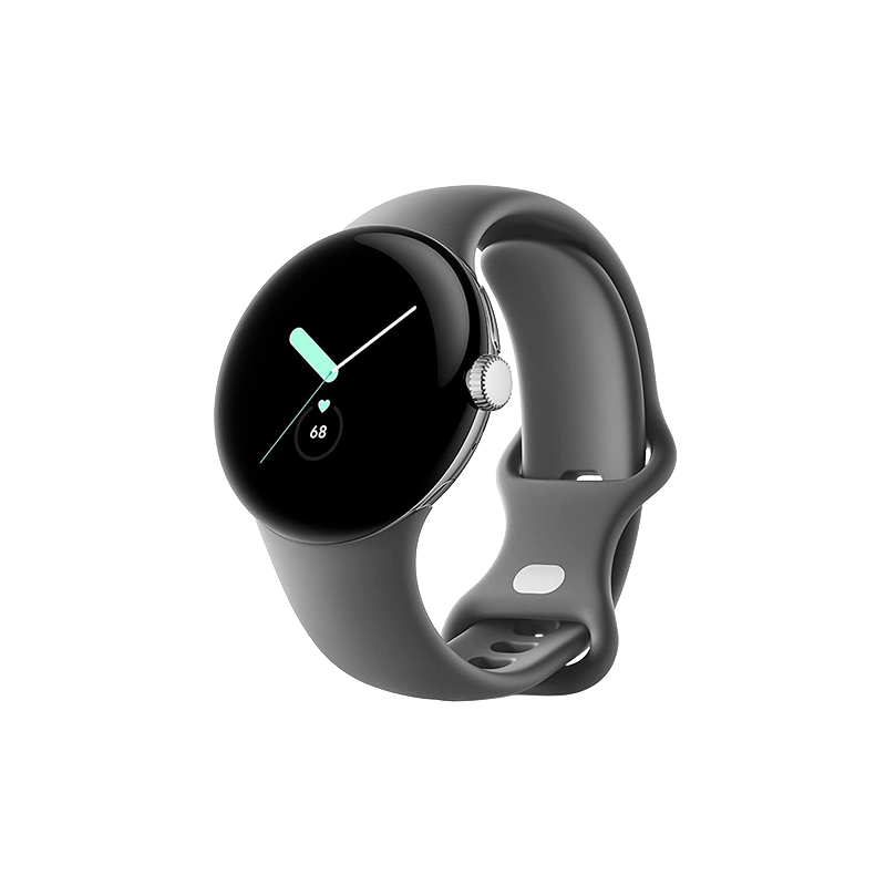 Watch Google Pixel Watch Lte 41mm Polished Silver Case With Sport Band - Charcoal