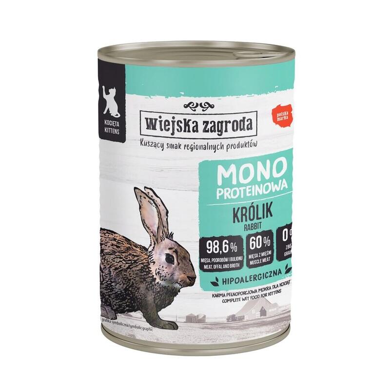Wiejska Zagroda Comida Para Mascotas Mokra Para Gato Monobialkowa Królik (Kociak) 400g