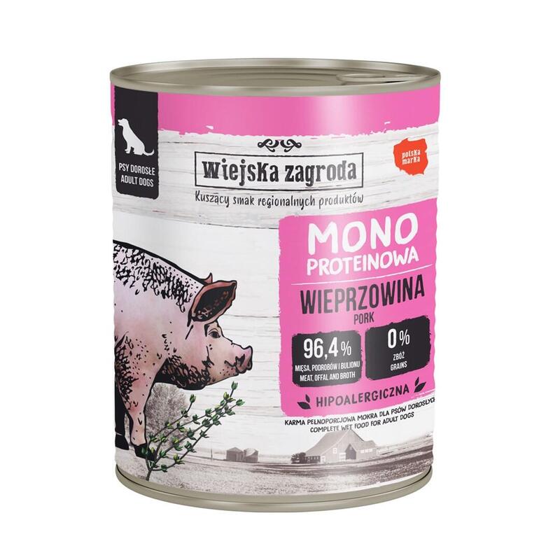 Wiejska Zagroda Mono Pork - Comida Húmeda Para Perros - 800g