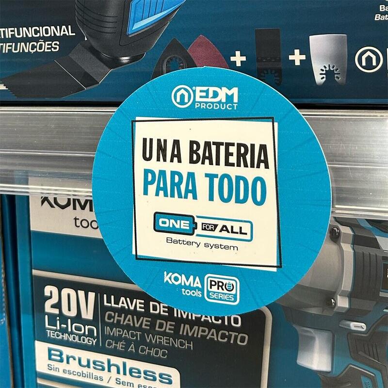 Wobbler Una Batería Para Todo Fondo Azul Ø10 Cm