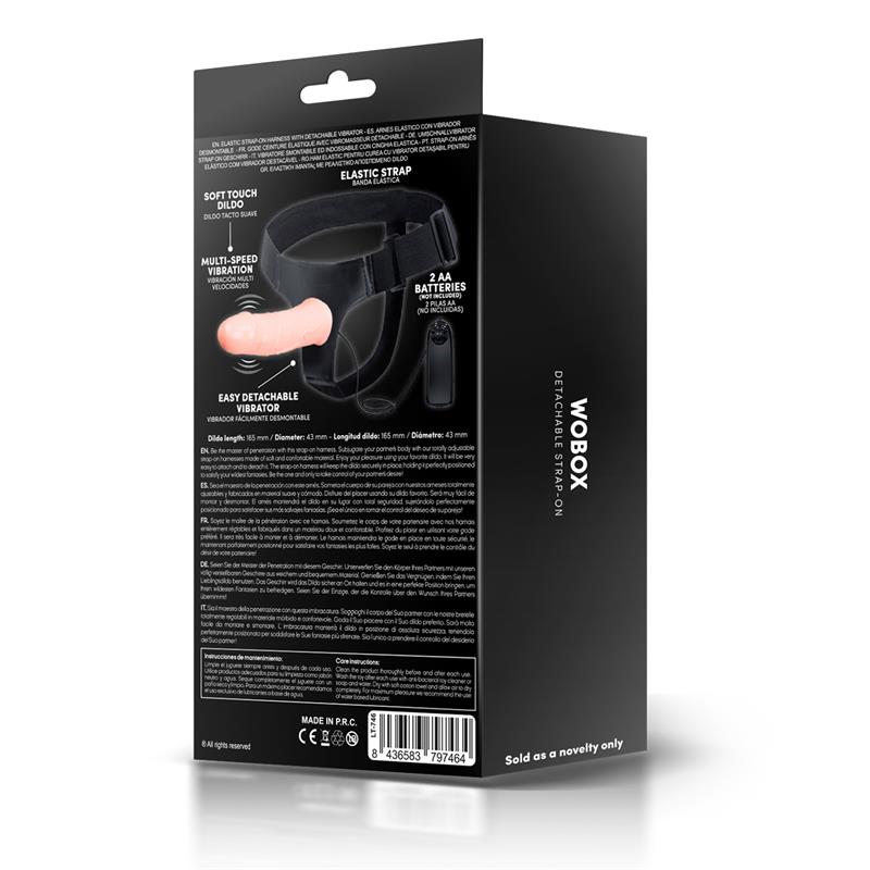 Wobox Arnés Con Dildo Hueco Desmontable, Vibración Y Control Remoto