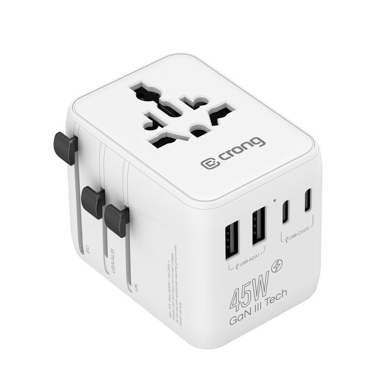World Travel Adapter Gan 45w Uk/Eu/Us/Au Blanco
