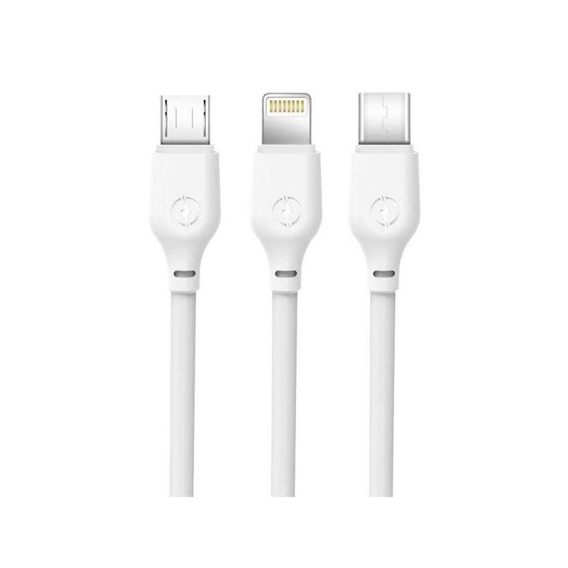 Xo Cable De Carga Rapida 3 En 1 - Micro, Tipo C Y Lightning A Usb - 1m - Color Blanco
