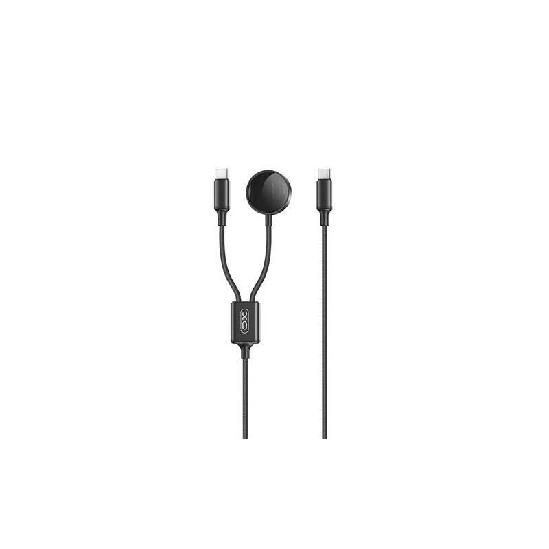 Xo Cable Usb 2 En 1 - 60w - Tipo C + Carga Magnetica Apple Watch - 1 Metro - Negro