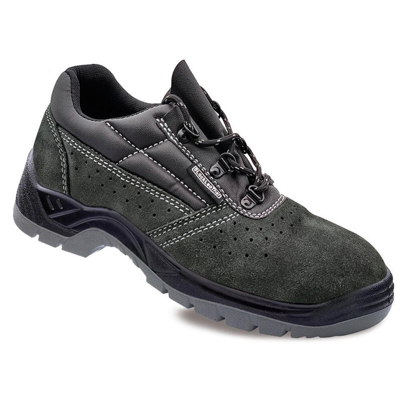 Zapatos De Seguridad Piel Serraje Perforada Gris Oscuro S1p Src Talla 38 Blackleather