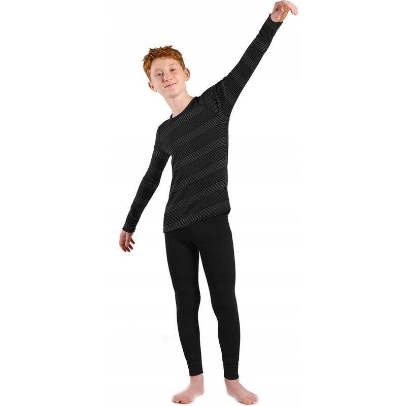 Zestaw Bielizny Dzieciecej Odlo Set Long Active Warm Eco Set Roz. 116cm Czarno-Szary