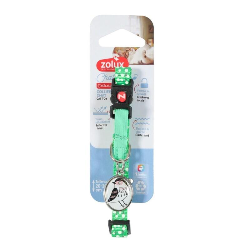 Collar Para Gato Zolux Con Colgante Pájaro Chatouille, Verde