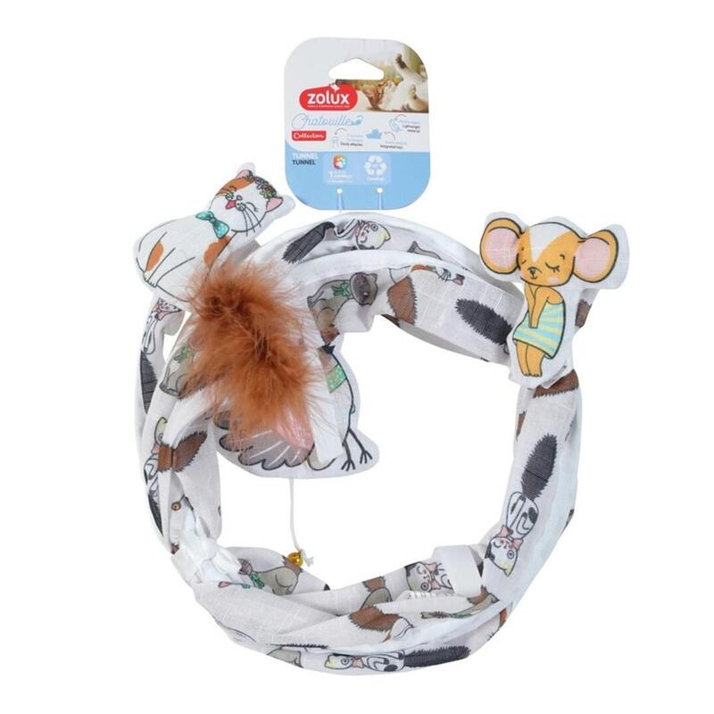 Túnel Para Gatos En Espiral Zolux, Diseño De Gatos Y Ratones, Chatouille, 79 Cm.