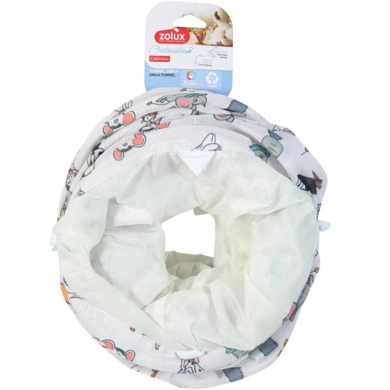 Túnel De Juguete Para Gatos Zolux Con Diseño De Gato Y Ratones Chatouille, 100 Cm.