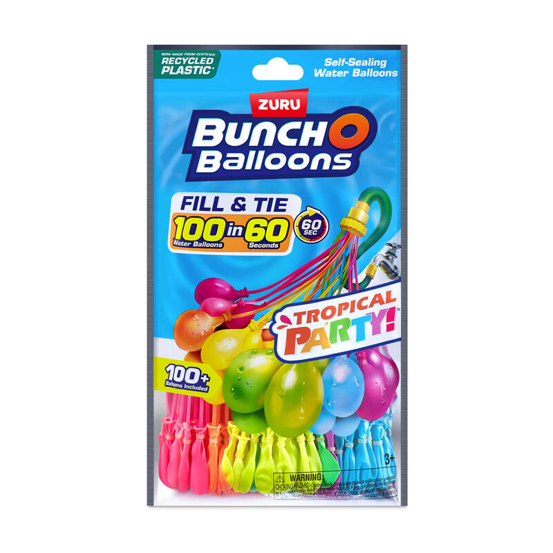 Zuru Bunch O Globos Globos De Agua Fiesta Tropical Paquete De 100 Juguetes Acuáticos 56480uq1