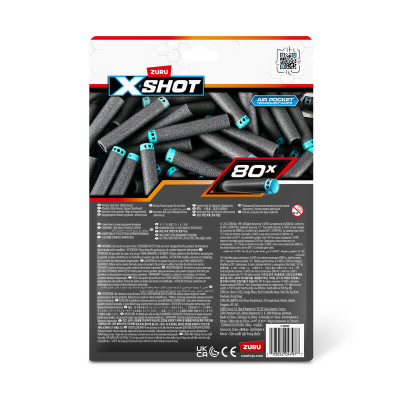 Zuru X-Shot Excel - Paquete De Recarga De 80 Dardos, Lanzador De Dardos 36589