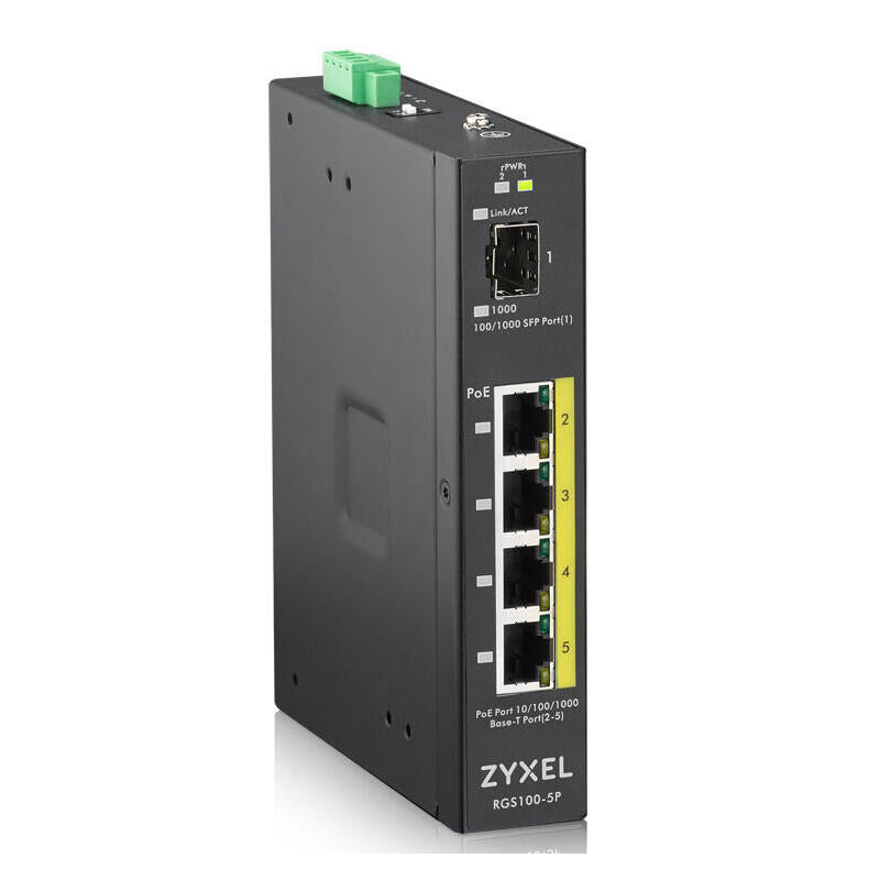 Zyxel Rgs100-5p No Administrado L2 Gigabit Ethernet (10/100/1000) Negro Energía Sobre Ethernet (Poe)